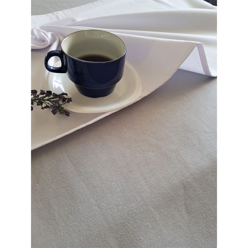 Casa si Gradina - Textile si covoare - Textile bucatarie - Fete de masa - Set Fata de masa gri cu napron alb uni Kotonia Home Emma 07, creton, 180x220 cm + 45x180 cm, 100% bumbac - Infinity.ro