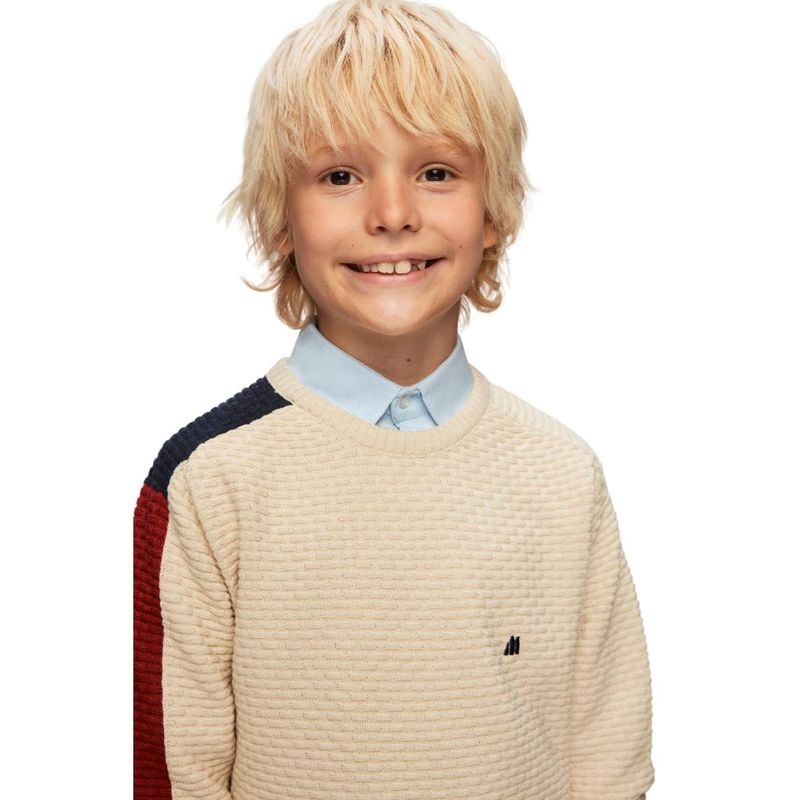 Fashion, accesorii si bijuterii - Copii - Imbracaminte copii - Treninguri si compleuri copii - Tinuta Casual Baieti, Montella, cu Camasa Bleu, 3 Piese, MT-4024 - 122 cm, Crem - Infinity.ro