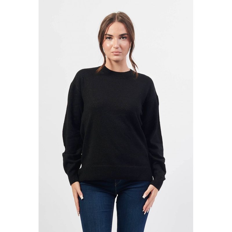 Fashion, accesorii si bijuterii - Femei - Imbracaminte femei - Pulovere femei - Pulover dama Armani Exchange 6DYM2C,  L INTL, Negru/Argintiu - Infinity.ro