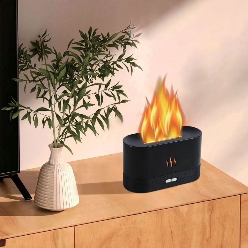 Casa si Gradina - Decoratiuni - Aromaterapie si lumanari - Odorizante camera - Odorizant camera, model led, efect de flacara, multicolor, usb, 17 x 7 x 10cm, negru - Infinity.ro