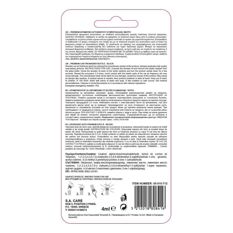 Auto si Moto - Intretinere auto - Odorizante auto - Odorizant auto, air wood, black, capacitate 4ml, suspendabil - Infinity.ro