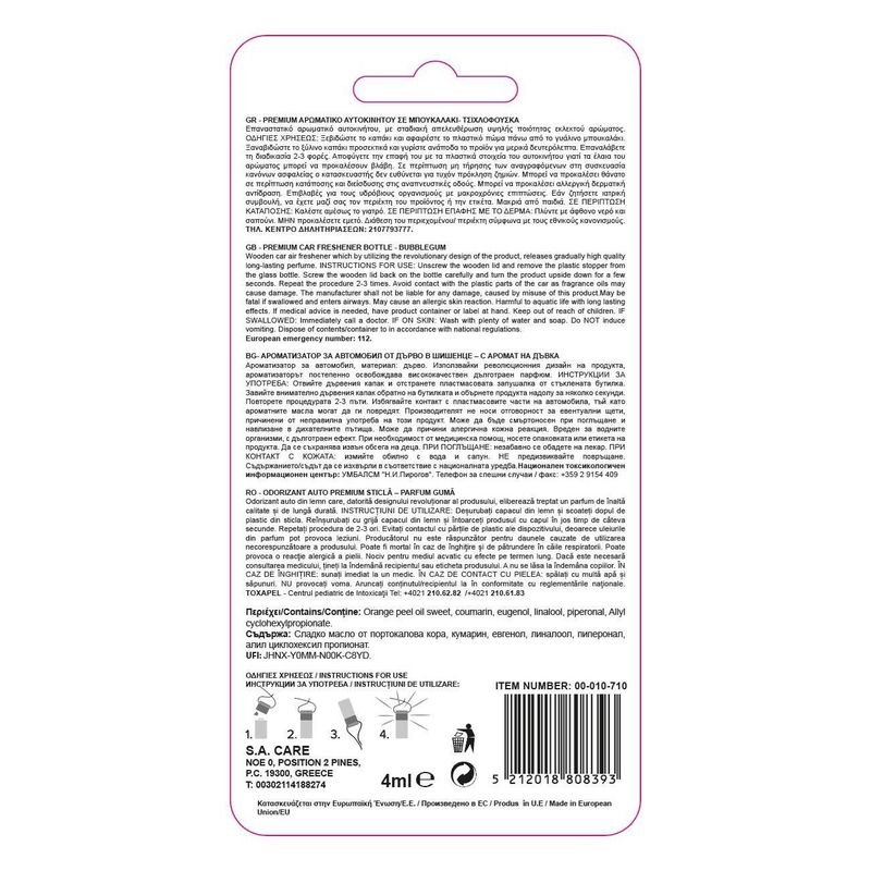 Auto si Moto - Intretinere auto - Odorizante auto - Odorizant auto, air wood, bubble gum, capacitate 4 ml, suspendabil, roz - Infinity.ro