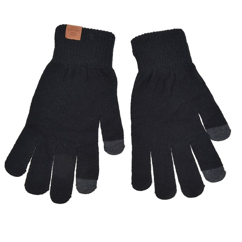 Fashion, accesorii si bijuterii - Femei - Accesorii femei - Manusi femei - Manusi ecran tactil, original vintage, patch maro, negru, adolescenti 9-14 ani, acril - Infinity.ro