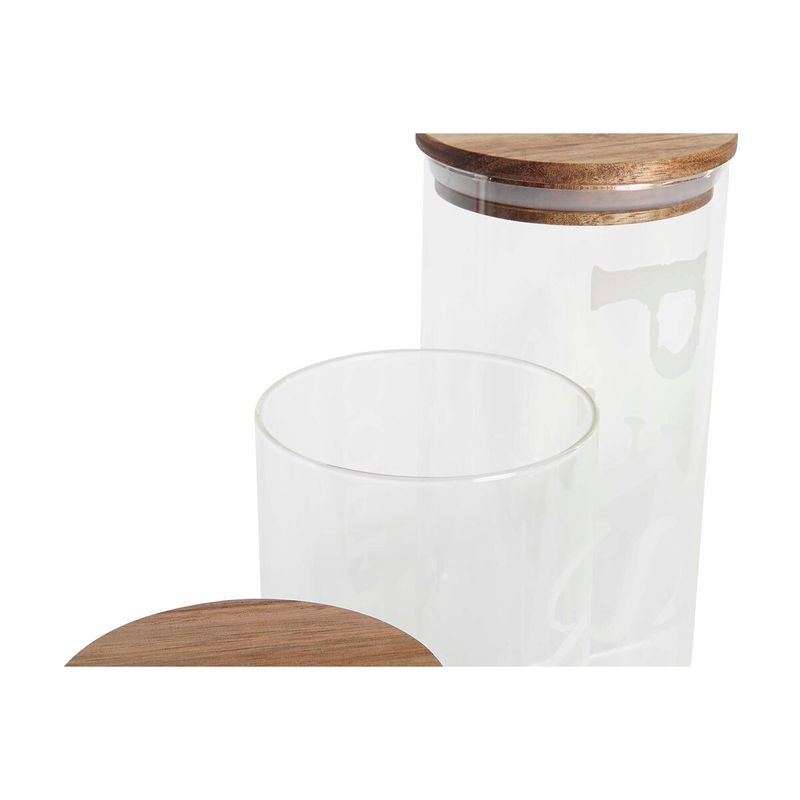 Casa si Gradina - Bucatarie si vesela - Organizare si depozitare bucatarie - Borcane si capace - Set de 3 tuburi DKD Home Decor 10,2 x 10,2 x 27,7 cm Natural Transparent Salcam Litere Sticla borosilicata - Infinity.ro