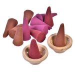 Casa si Gradina - Decoratiuni - Aromaterapie si lumanari - Odorizante camera - Conuri parfumate, model santal, multicolor, set 100 bucati, suport ceramica - Infinity.ro