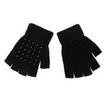 Fashion, accesorii si bijuterii - Femei - Accesorii femei - Manusi femei - Manusi femei, decupate, strass, culoare neagra, acrilic, 1 pereche - Infinity.ro