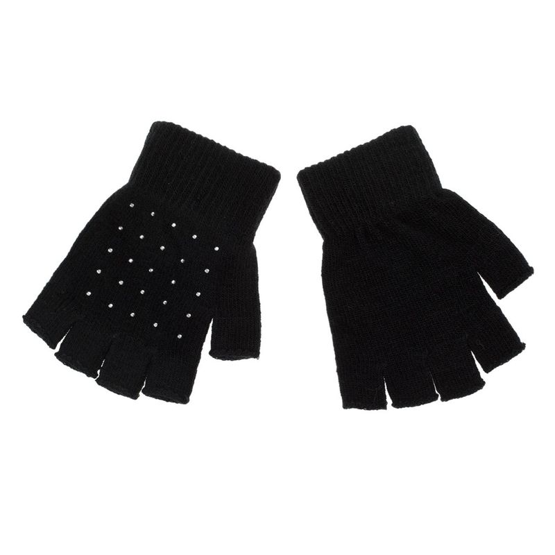 Fashion, accesorii si bijuterii - Femei - Accesorii femei - Manusi femei - Manusi femei, decupate, strass, culoare neagra, acrilic, 1 pereche - Infinity.ro