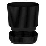 Casa si Gradina - Gradinarit si plante - Plante si ghivece - Ghivece si suporturi - Ghiveci plastic, model patrat cu dungi, culoare negru, dimensiuni 17 x 17 x 15cm, capacitate 2.3l - Infinity.ro