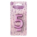 Casa si Gradina - Decoratiuni - Aromaterapie si lumanari - Lumanari si candele - Lumanare aniversara, metalizata, fucsia, numar 5, 4 x 5.5 cm - Infinity.ro