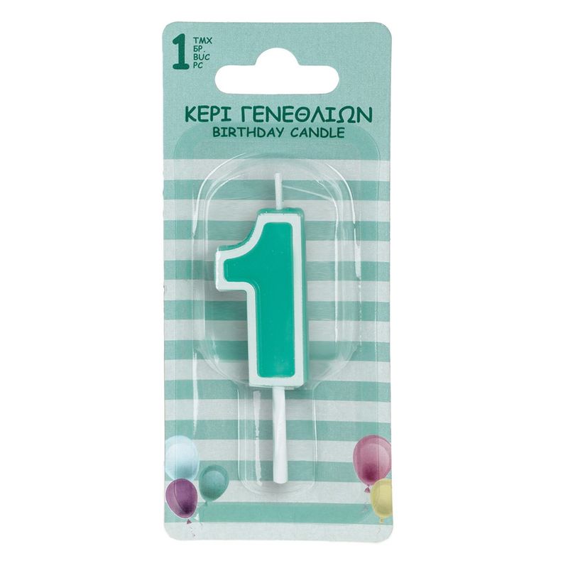 Casa si Gradina - Decoratiuni - Aromaterapie si lumanari - Lumanari si candele - Lumanare aniversara numar 1, verde menta pastelat, 2 x 5cm, parafina - Infinity.ro