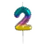 Casa si Gradina - Decoratiuni - Aromaterapie si lumanari - Lumanari si candele - Lumanare aniversara, numar 2, multicolor, parafina, ombre metalizat - Infinity.ro