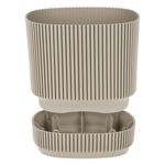 Casa si Gradina - Gradinarit si plante - Plante si ghivece - Ghivece si suporturi - Ghiveci flori, model patrat, plastic, culoare bej, dimensiuni 17 x 17 x 15cm, capacitate 2.3l - Infinity.ro