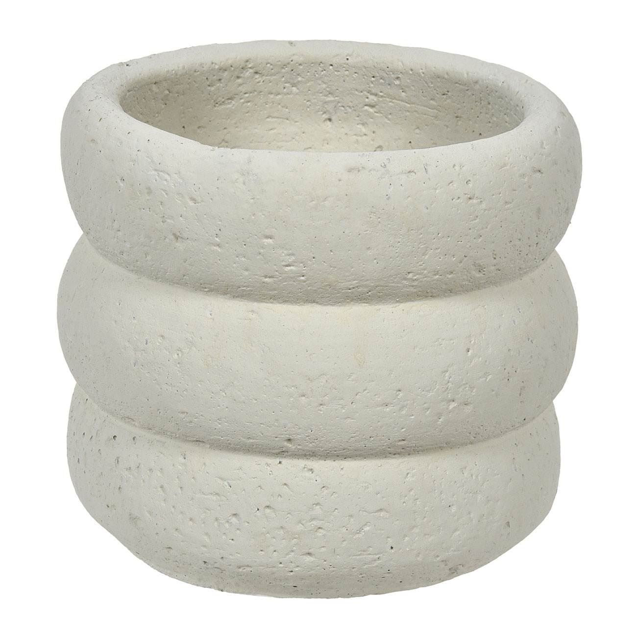Masca ghiveci flori, model rotund, ciment, culoare alb, diametru 14 x 13 cm