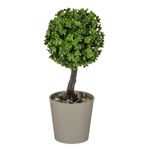 Casa si Gradina - Decoratiuni - Obiecte decorative - Plante artificiale - Ghiveci decorativ, bonsai artificial, ceramica, culoare taupe, inaltime 18cm - Infinity.ro