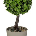 Casa si Gradina - Decoratiuni - Obiecte decorative - Plante artificiale - Ghiveci decorativ, bonsai artificial, ceramica, culoare taupe, inaltime 18cm - Infinity.ro