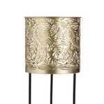 Casa si Gradina - Gradinarit si plante - Plante si ghivece - Plante in ghiveci - Masca ghiveci metalica, model frunze, aurie, d 16cm, h 50cm, capacitate 4.5l - Infinity.ro