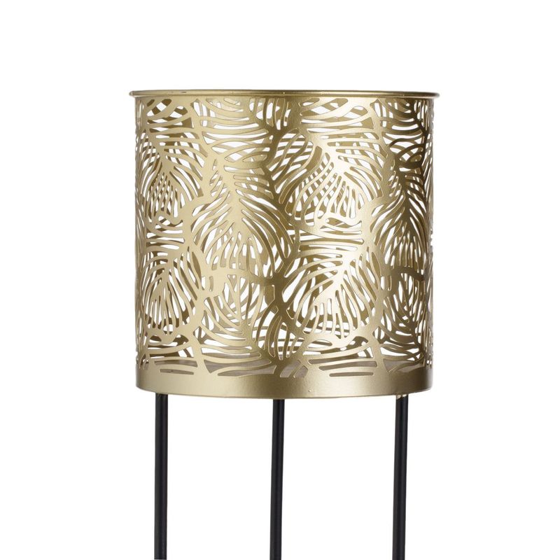 Casa si Gradina - Gradinarit si plante - Plante si ghivece - Plante in ghiveci - Masca ghiveci metalica, model frunze, aurie, d 16cm, h 50cm, capacitate 4.5l - Infinity.ro