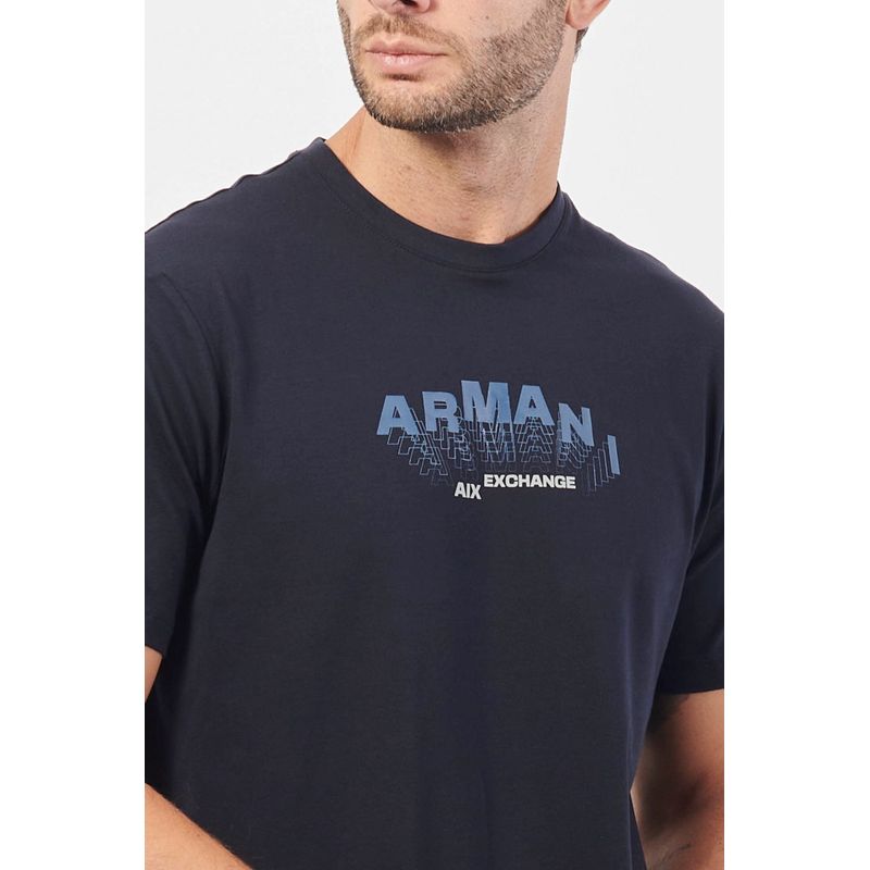 Fashion, accesorii si bijuterii - Barbati - Imbracaminte - Tricouri si bluze barbati - Tricou barbati Armani Exchange 6DZTHV,  L INTL, Bleumarin - Infinity.ro
