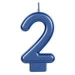 Casa si Gradina - Decoratiuni - Aromaterapie si lumanari - Lumanari si candele - Lumanare cifra, model 2, bleu metalizat, 3.5 x 5.5 cm - Infinity.ro