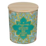 Casa si Gradina - Decoratiuni - Aromaterapie si lumanari - Lumanari si candele - Lumanare parafina decorativa, model ethnic, parfum vanilie, capac lemn, multicolor, 9 x 10.5cm - Infinity.ro