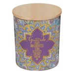 Casa si Gradina - Decoratiuni - Aromaterapie si lumanari - Lumanari si candele - Lumanare parafina decorativa, model ethnic, parfum vanilie, capac lemn, multicolor, 9 x 10.5cm - Infinity.ro
