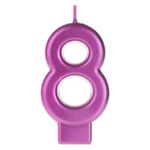 Casa si Gradina - Decoratiuni - Aromaterapie si lumanari - Lumanari si candele - Lumanare aniversara numar, fucsia metalizat, 8 - Infinity.ro