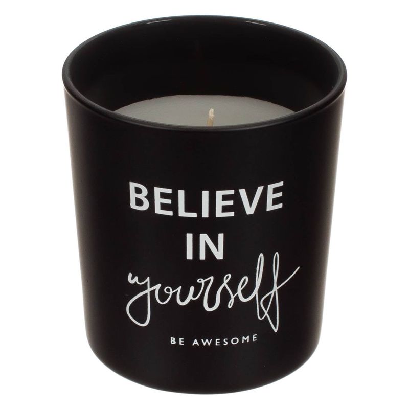 Casa si Gradina - Decoratiuni - Aromaterapie si lumanari - Lumanari si candele - Lumanare parafina, sticla neagra mata, mesaj motivational, timp de ardere 18 ore, set 3 bucati - Infinity.ro