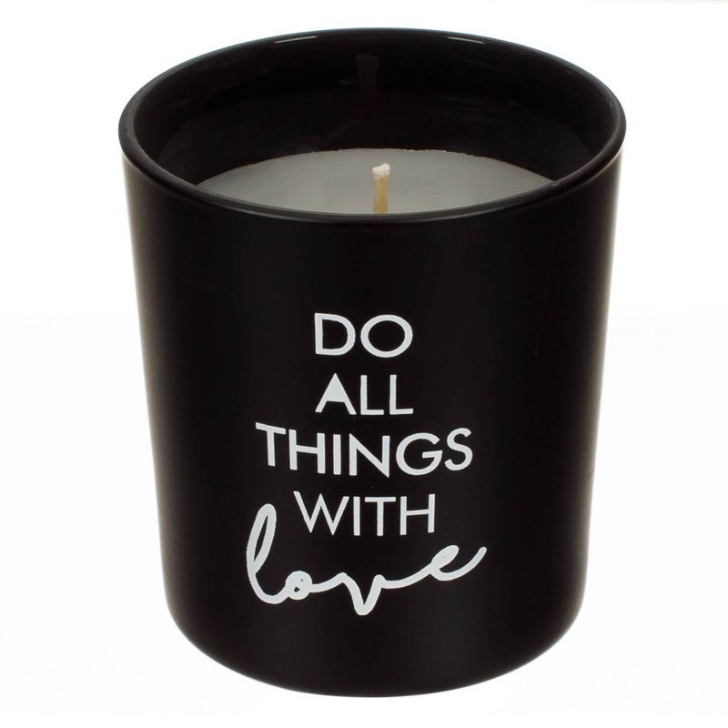 Casa si Gradina - Decoratiuni - Aromaterapie si lumanari - Lumanari si candele - Lumanare parafina, sticla neagra mata, mesaj motivational, timp de ardere 18 ore, set 3 bucati - Infinity.ro