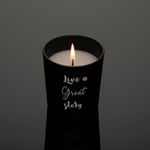 Casa si Gradina - Decoratiuni - Aromaterapie si lumanari - Lumanari si candele - Lumanare parafina, sticla neagra mata, mesaj motivational, timp de ardere 18 ore, set 3 bucati - Infinity.ro
