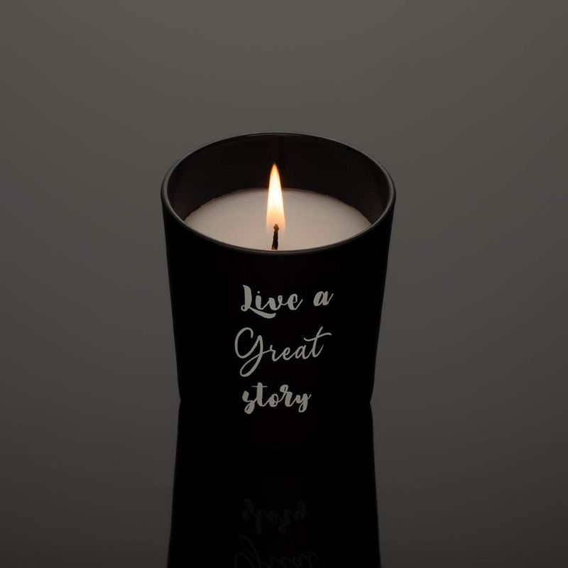 Casa si Gradina - Decoratiuni - Aromaterapie si lumanari - Lumanari si candele - Lumanare parafina, sticla neagra mata, mesaj motivational, timp de ardere 18 ore, set 3 bucati - Infinity.ro