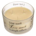 Casa si Gradina - Decoratiuni - Aromaterapie si lumanari - Lumanari si candele - Lumanare parafina, ecru, aroma vanilie, mesaj pozitiv, pahar rotund, diametru 7.8 cm, inaltime 12.8 cm - Infinity.ro