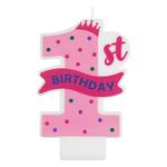 Casa si Gradina - Decoratiuni - Aromaterapie si lumanari - Lumanari si candele - Lumanare tort aniversara, nr. 1, roz, fucsia, parafina - Infinity.ro