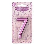Casa si Gradina - Decoratiuni - Aromaterapie si lumanari - Lumanari si candele - Lumanare aniversara, numar 7, fucsia metalizat, parafina - Infinity.ro