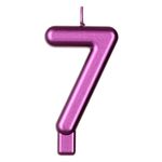 Casa si Gradina - Decoratiuni - Aromaterapie si lumanari - Lumanari si candele - Lumanare aniversara, numar 7, fucsia metalizat, parafina - Infinity.ro