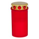 Casa si Gradina - Decoratiuni - Aromaterapie si lumanari - Lumanari si candele - Lumanare decorativa, 6 x 11.5cm, capac auriu, ambalaj rosu, timp de ardere 24-36 ore - Infinity.ro