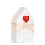 Casa si Gradina - Decoratiuni - Aromaterapie si lumanari - Lumanari si candele - Lumanare decorativa, model casa 3d, culoare alba, inima rosie, 5 x 3 x 8.5 cm, durata ardere 1.5 ore - Infinity.ro