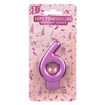 Casa si Gradina - Decoratiuni - Aromaterapie si lumanari - Lumanari si candele - Lumanare petrecere, model numar 6, culoare fucsia metalizat, material parafina, dimensiuni 4 x 5.5 cm - Infinity.ro