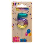 Casa si Gradina - Decoratiuni - Aromaterapie si lumanari - Lumanari si candele - Lumanare tort aniversara, numar 5, multicolor, parafina - Infinity.ro