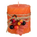 Casa si Gradina - Decoratiuni - Aromaterapie si lumanari - Lumanari si candele - Lumanare decorativa, model reliefat, portocalie, frunze si fructe de padure, dimensiuni 6.5 x 7.5cm, parafina - Infinity.ro