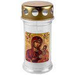 Casa si Gradina - Decoratiuni - Aromaterapie si lumanari - Lumanari si candele - Lumanare decorativa, model icona maica domnului, culoare alb, material parafina, durata ardere 38 ore,  6 x 14cm - Infinity.ro