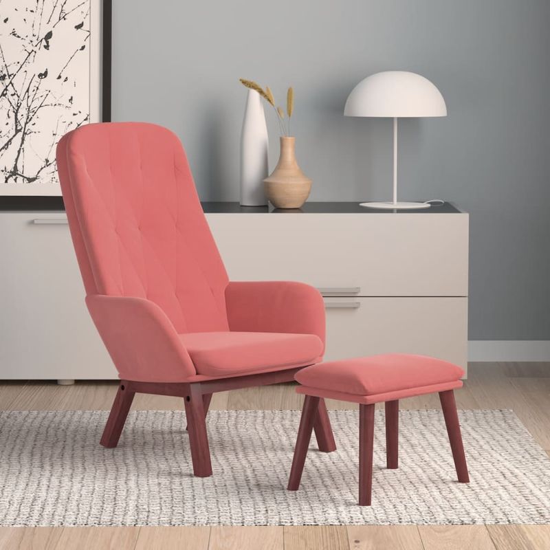 Casa si Gradina - Mobilier - Scaune si fotolii - Fotolii - Fotoliu de relaxare cu taburet, roz, catifea - Infinity.ro