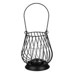 Casa si Gradina - Decoratiuni - Aromaterapie si lumanari - Suporturi lumanari - Suport metalic lumanare, oval, pahar sticla, negru, 12 x 13.5cm - Infinity.ro