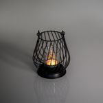 Casa si Gradina - Decoratiuni - Aromaterapie si lumanari - Suporturi lumanari - Suport metalic lumanare, oval, pahar sticla, negru, 12 x 13.5cm - Infinity.ro