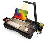 Laptop, Telefoane si Tablete - Laptopuri si accesorii - Accesorii Laptop - Standuri/Coolere notebook - Masuta Laptop Multifunctionala Saiji, 540mm x 330mm x 100mm, Lumina LED, 3 Ajustari Luminozitate, Negru - Infinity.ro