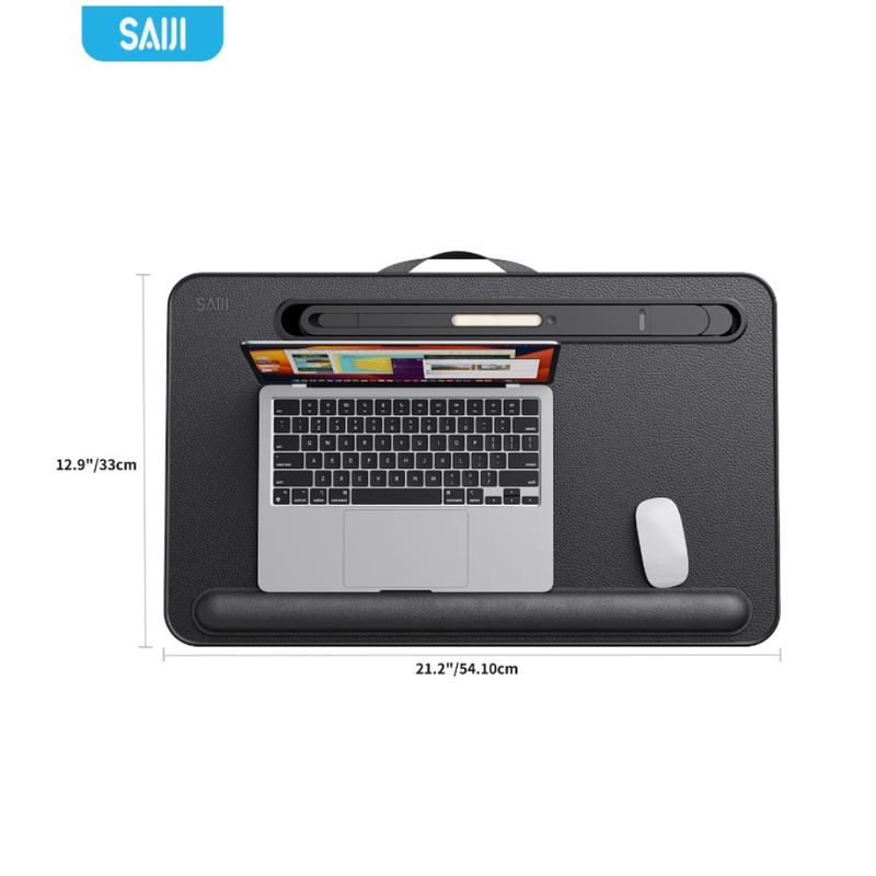 Laptop, Telefoane si Tablete - Laptopuri si accesorii - Accesorii Laptop - Standuri/Coolere notebook - Masuta Laptop Multifunctionala Saiji, 540mm x 330mm x 100mm, Lumina LED, 3 Ajustari Luminozitate, Negru - Infinity.ro