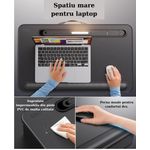 Laptop, Telefoane si Tablete - Laptopuri si accesorii - Accesorii Laptop - Standuri/Coolere notebook - Masuta Laptop Multifunctionala Saiji, 540mm x 330mm x 100mm, Lumina LED, 3 Ajustari Luminozitate, Negru - Infinity.ro