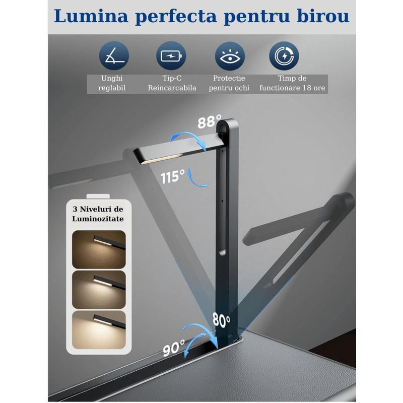 Laptop, Telefoane si Tablete - Laptopuri si accesorii - Accesorii Laptop - Standuri/Coolere notebook - Masuta Laptop Multifunctionala Saiji, 540mm x 330mm x 100mm, Lumina LED, 3 Ajustari Luminozitate, Negru - Infinity.ro