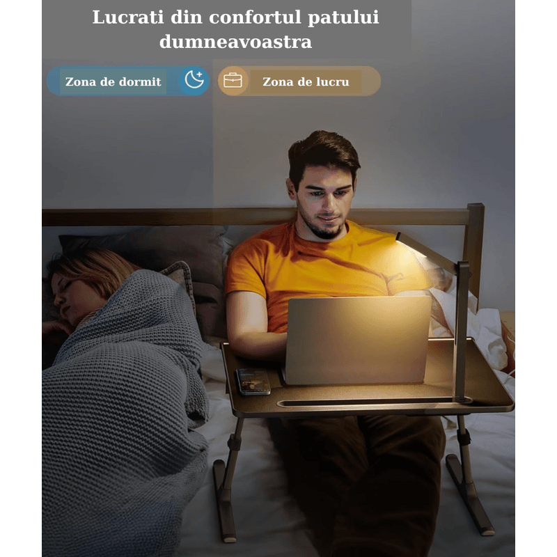 Laptop, Telefoane si Tablete - Laptopuri si accesorii - Accesorii Laptop - Standuri/Coolere notebook - Masuta Laptop Multifunctionala Saiji, 600mm x 450mm, 4 Unghiuri de Reglare Suprafata, 5 Nivele de Inaltime Reglabile - Infinity.ro