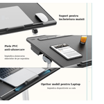 Laptop, Telefoane si Tablete - Laptopuri si accesorii - Accesorii Laptop - Standuri/Coolere notebook - Masuta Laptop Multifunctionala Saiji, 600mm x 450mm, 4 Unghiuri de Reglare Suprafata, 5 Nivele de Inaltime Reglabile - Infinity.ro