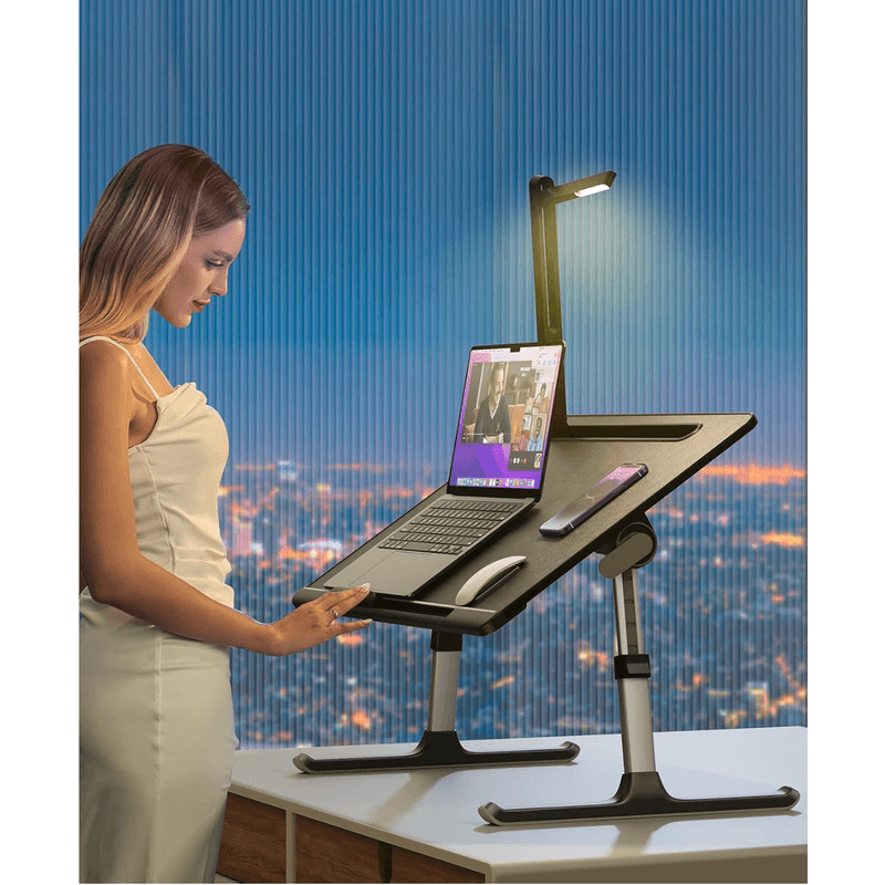 Laptop, Telefoane si Tablete - Laptopuri si accesorii - Accesorii Laptop - Standuri/Coolere notebook - Masuta Laptop Multifunctionala Saiji, 600mm x 450mm, 4 Unghiuri de Reglare Suprafata, 5 Nivele de Inaltime Reglabile - Infinity.ro